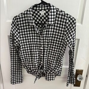 J. Crew Black and White Checkered Button Down Shirt